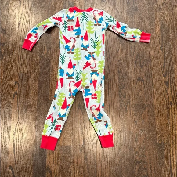 Hanna Andersson christmas holiday Gnome Print Kids Footie pajamas size 3 90 - Picture 6 of 6